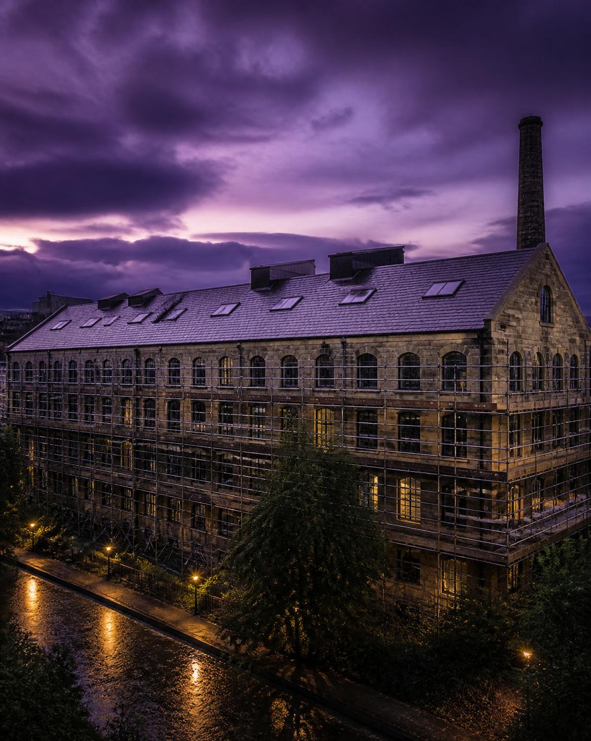 Full slate roof replacement on a Manchester mill building
